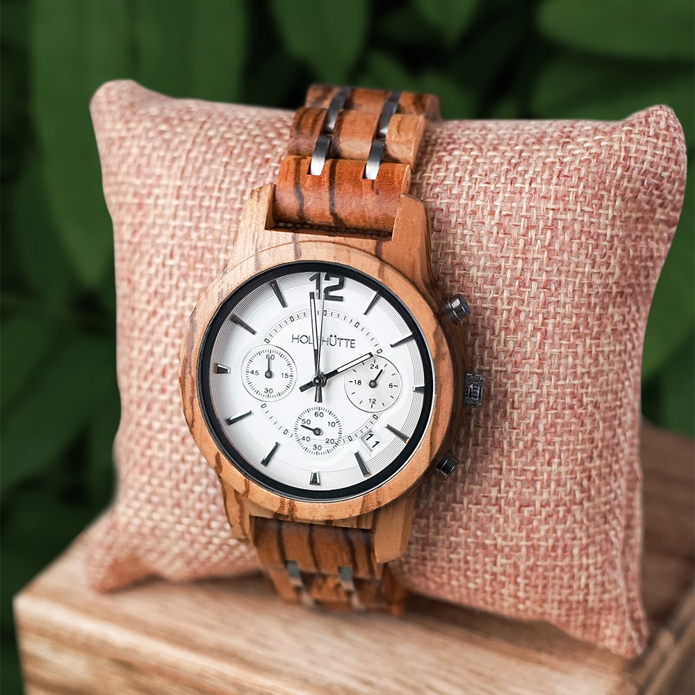 Rom Holzuhr – Eleganz aus Holz und Edelstahl für Männer Frauen